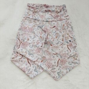 NEW Onzie Pink and White Floral Yoga Stretchy Comfy Athleisure Leggings P1083